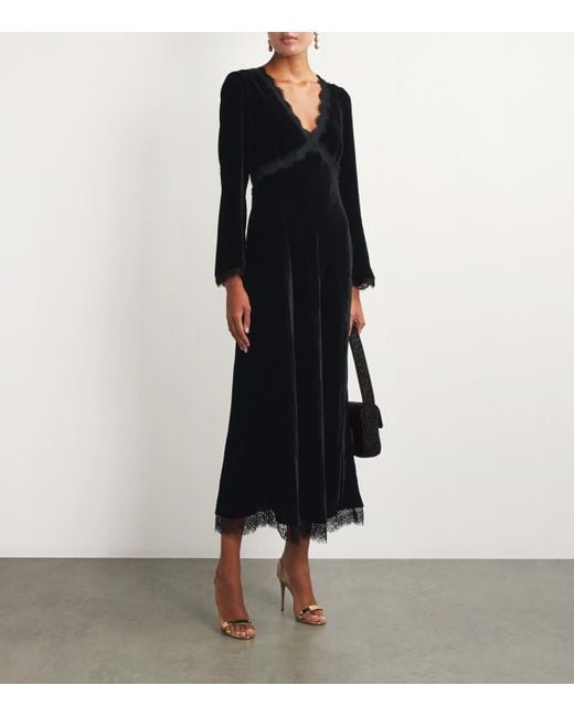 Rixo Black Velvet Alesha Maxi Dress