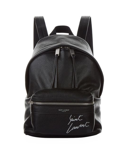 Saint Laurent Black Mini Embroidered Toy City Backpack