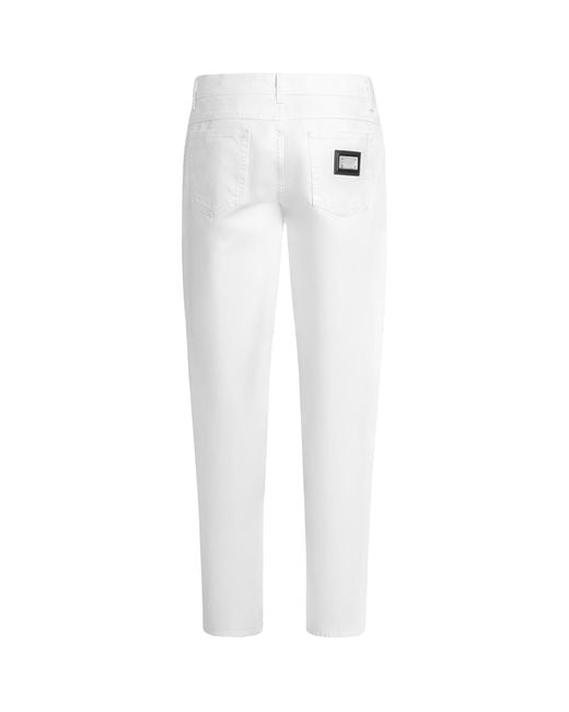Dolce & Gabbana White Logo Plaque Jeans for men