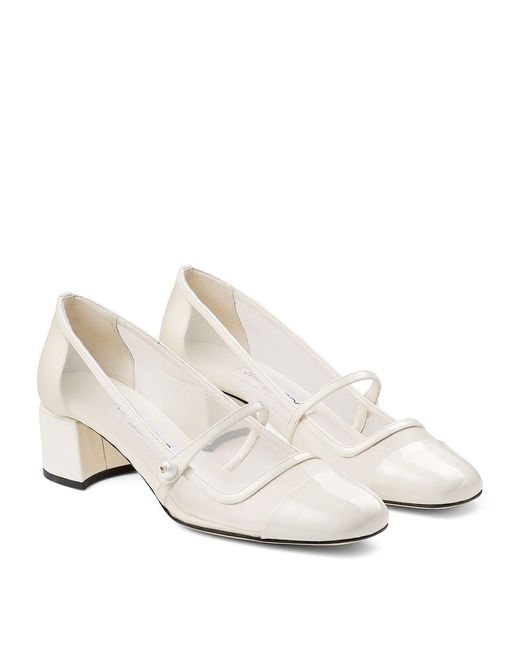 Jimmy Choo Natural Elisa 45 Leather Mary Jane Heeled Pumps