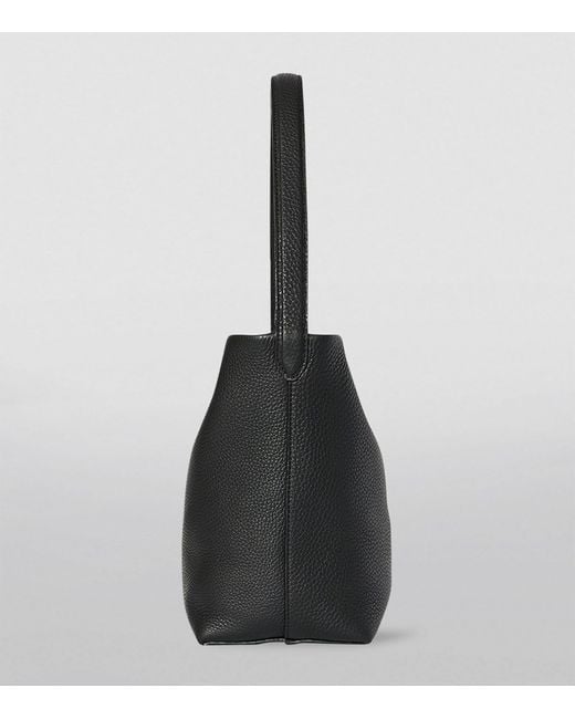The Row Black Small Leather N/s Park Tote Bag