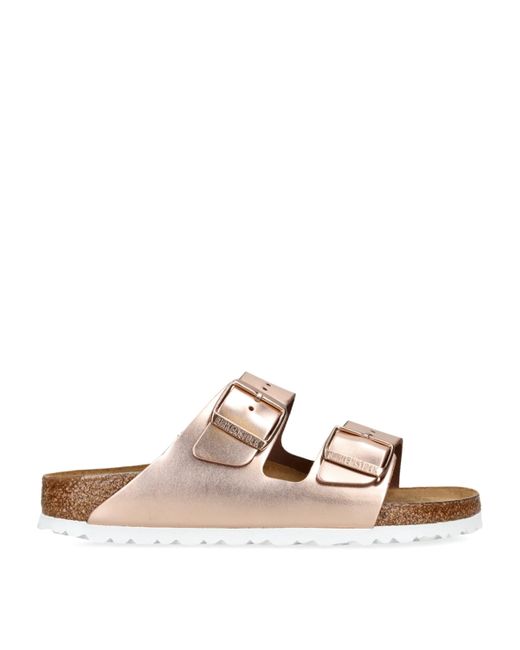 Birkenstock Brown Leather Metallic Arizona Sandals