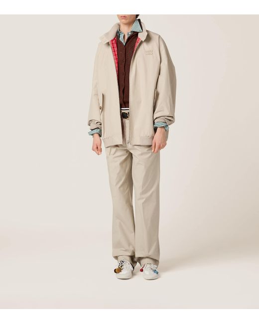 Miu Miu Natural Cotton-Blend Panama Blouson Jacket