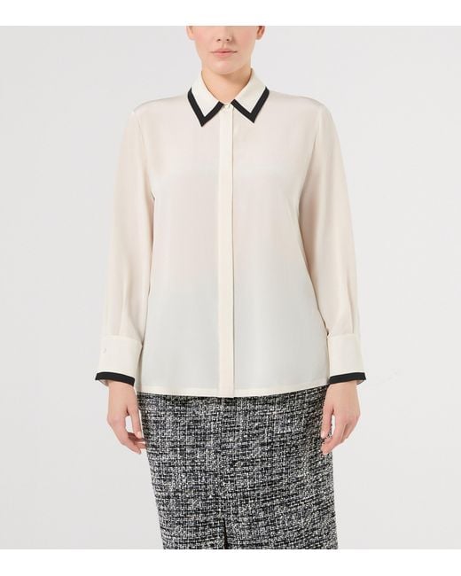 Marina Rinaldi White Silk Trim Shirt
