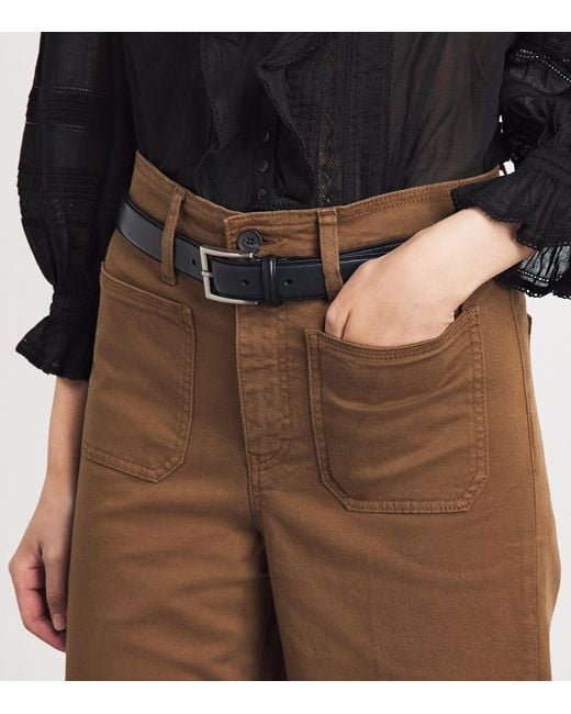 FRAME Brown Cotton-Blend Harbour Palazzo Trousers