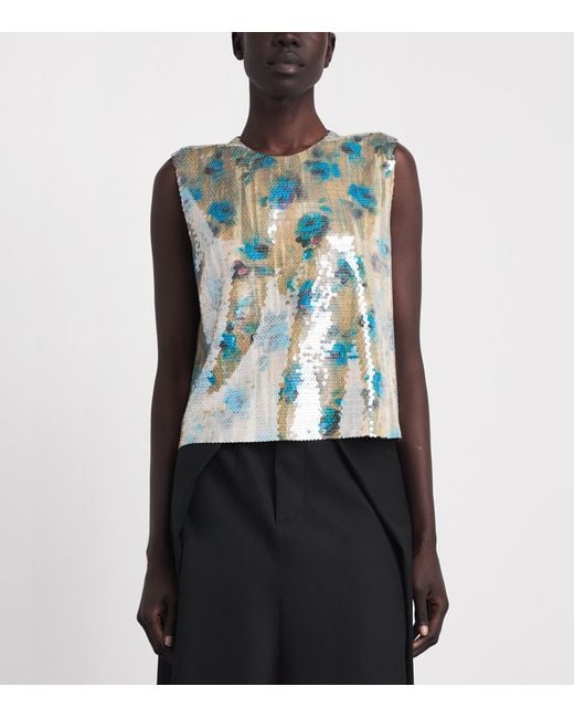 Tory Burch Blue Sequin Shell Top