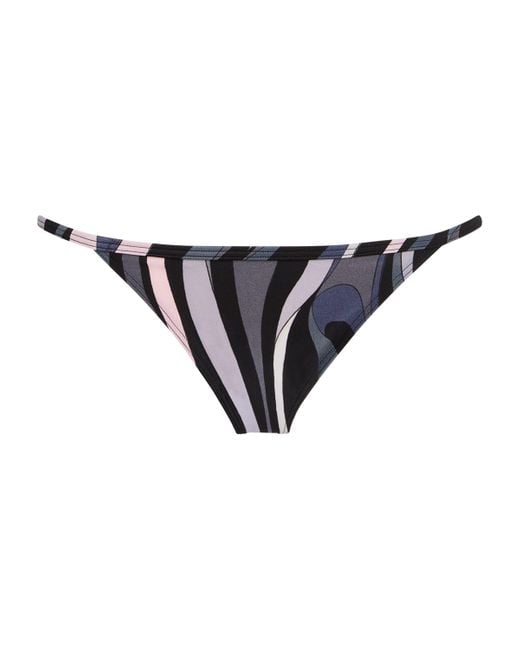Emilio Pucci Blue Marmo Print Triangle Bikini Bottoms