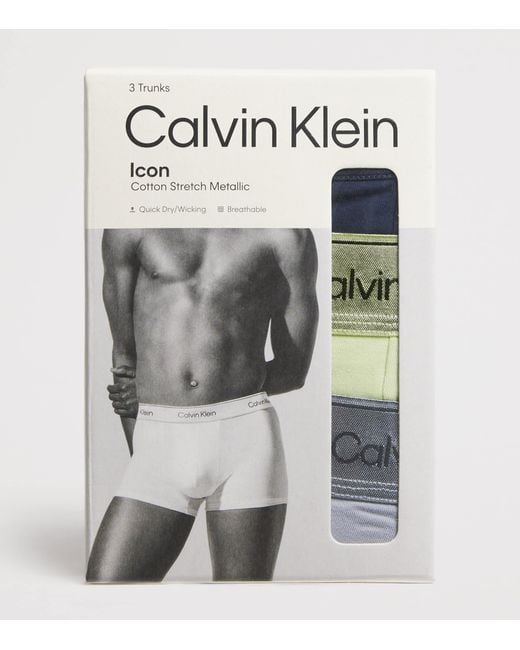 Calvin Klein Blue Cotton Stretch Icon Metallic Boxer Briefs for men