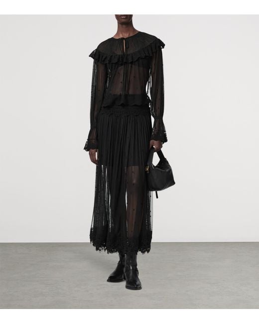 AllSaints Black Mesh Trixie Blouse