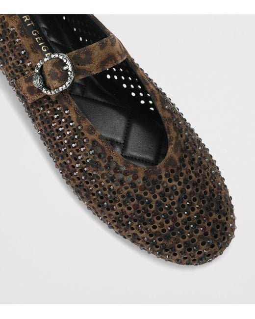 Kurt Geiger Brown Suede Embellished Mayfair Ballet Flats