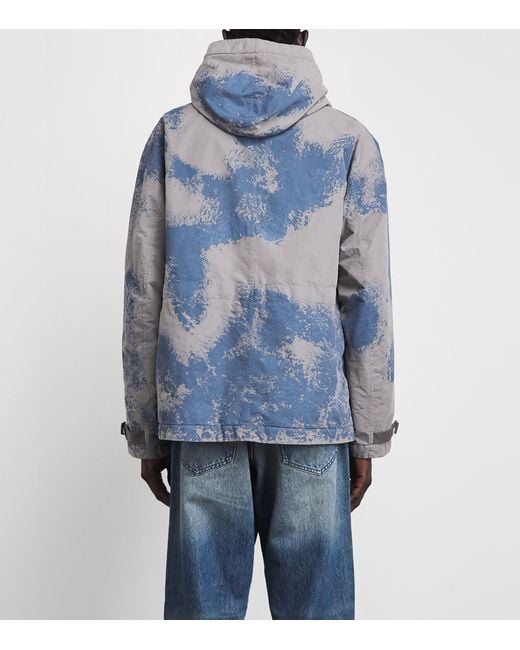 Stone Island Blue Short Hand-Painted Parka Jacket for men