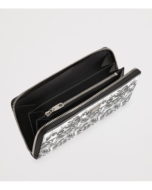 Dolce & Gabbana Multicolor Grained Calfskin Majolica Zip-Around Wallet for men