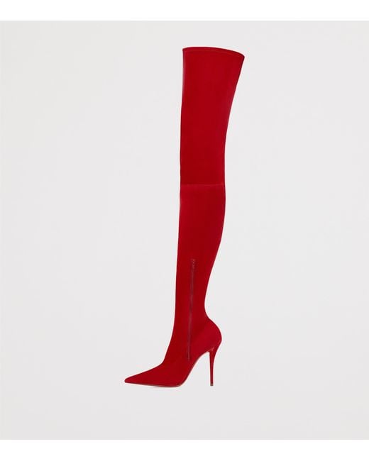 Christian Louboutin Red Miss Z Botta Alta Suede Over-The-Knee Boots 100