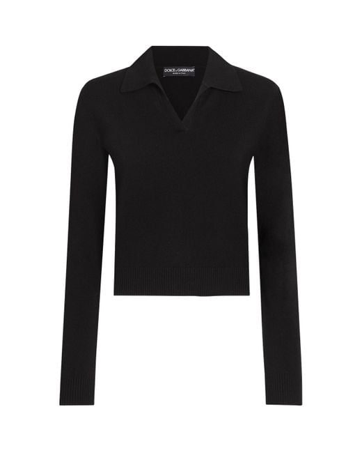 Dolce & Gabbana Black Cashmere Henley Sweater