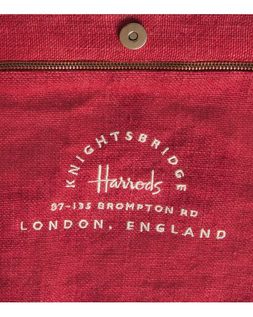 Harrods Red Jute Stripe Shopper Bag