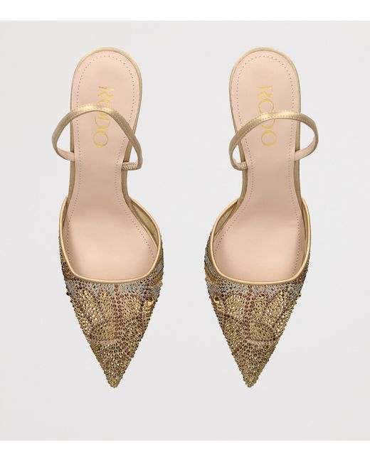 Rodo Metallic Rhinestone-Embellished Assia Slingback Heels 75