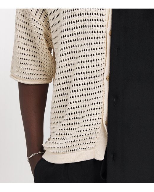 Commas Natural Crochet Floral Logo Polo Shirt for men