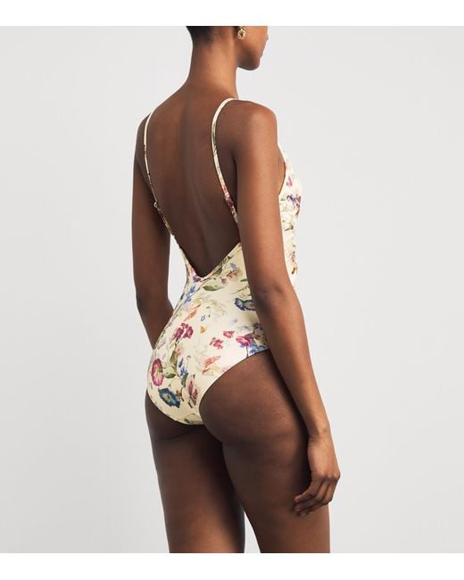 Zimmermann White Pleated Patience Swimsuit