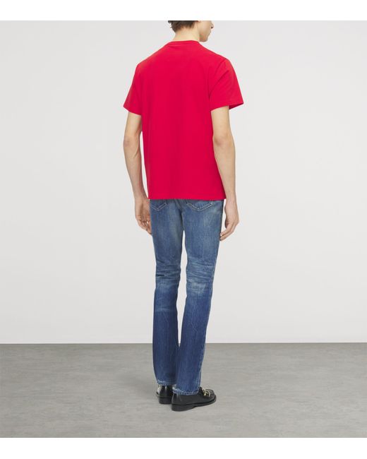 McQueen Red Cotton Fanzine Print T-Shirt for men