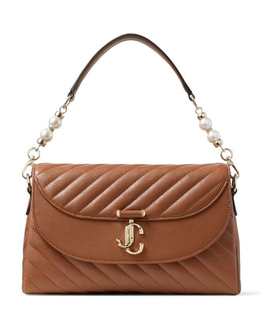 Jimmy Choo Brown Leather Curve Top-Handle Bag