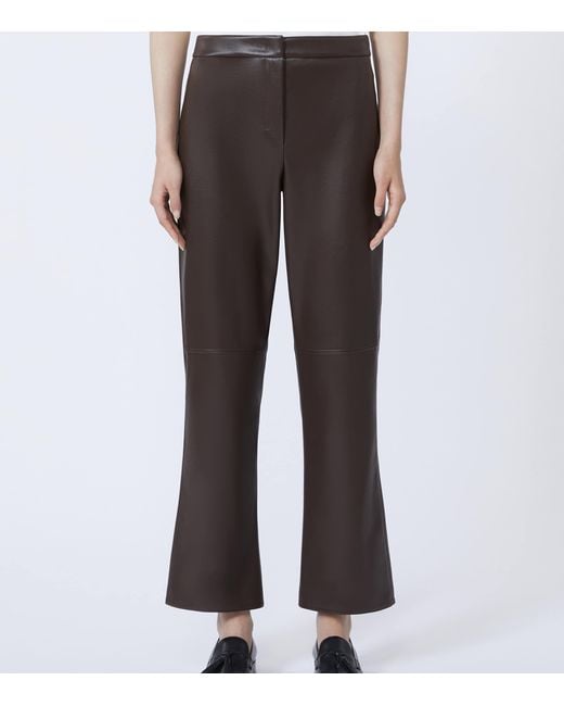 Max Mara Gray Faux Leather Flared Trousers