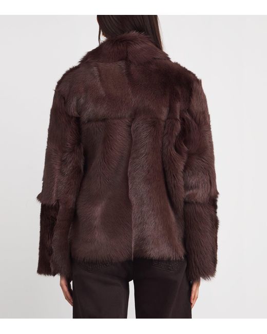 Nour Hammour Brown Shearling Verena Wrap Jacket