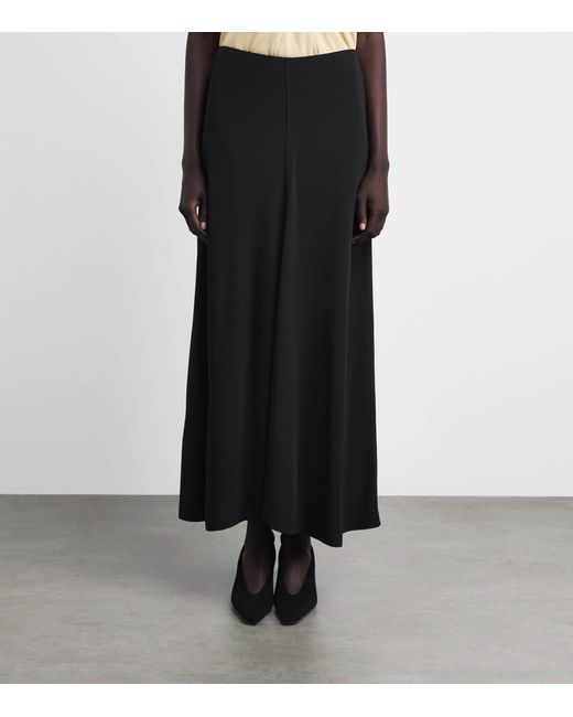 Totême Black Jersey Flared Maxi Skirt