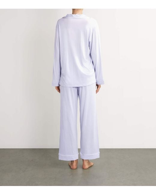 Eberjey White Gisele Long Piped Pyjama Set