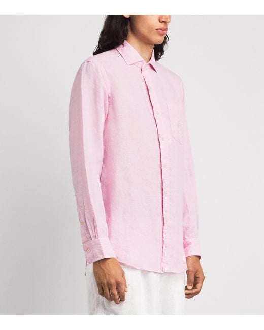 Polo Ralph Lauren Pink X Wimbledon Linen Logo Crest Shirt for men