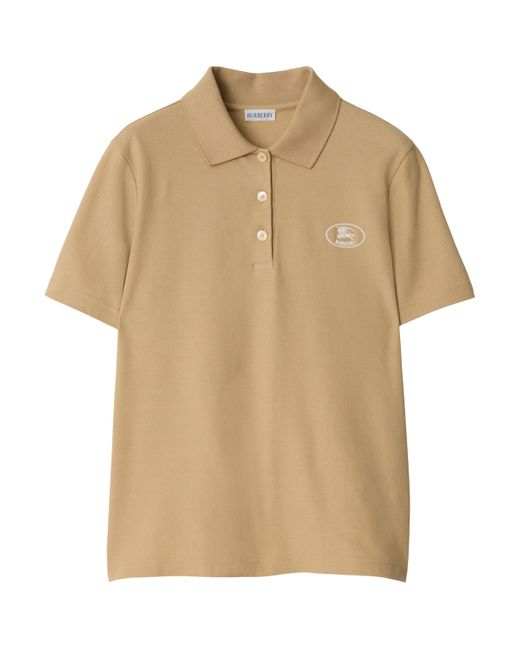 Burberry Natural Cotton Knight Stamp Polo Shirt