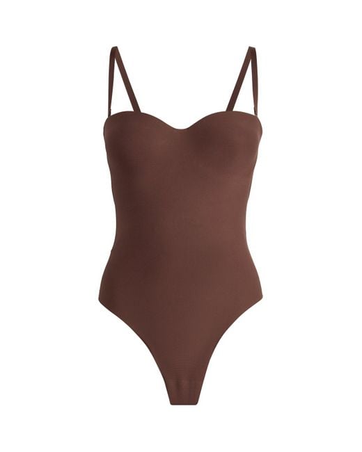Skims Brown Moulded Underwire Thong Bodysuit