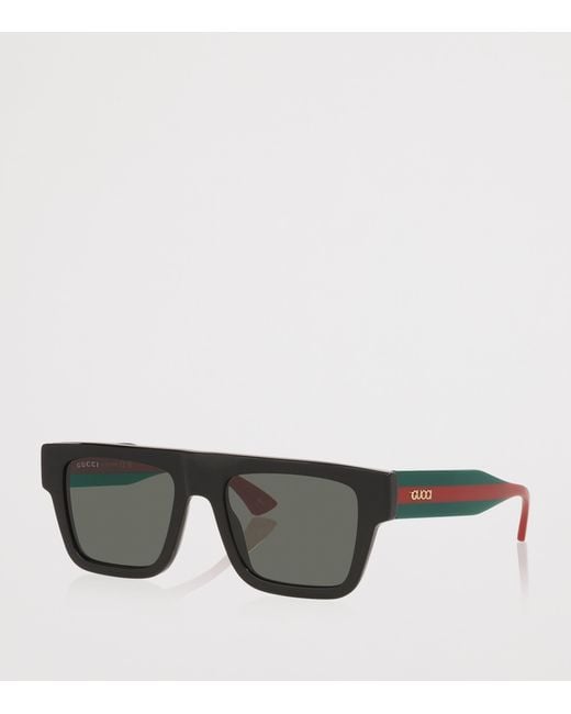 Gucci Gray Acetate Rectangle Sunglasses for men