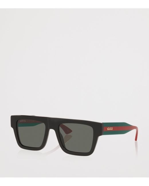 Gucci Gray Acetate Rectangle Sunglasses for men