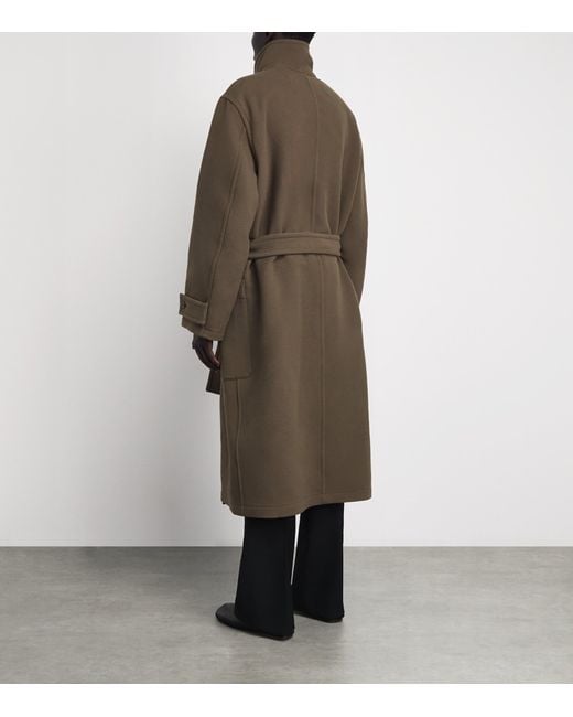 Lemaire Brown Wool Oversized Wrap Coat for men