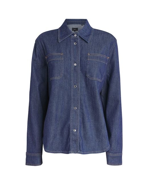 7 For All Mankind Blue Utility Denim Shirt