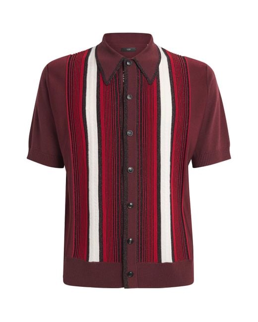 Amiri Red Wool-Blend Embellished Stripe Shirt for men