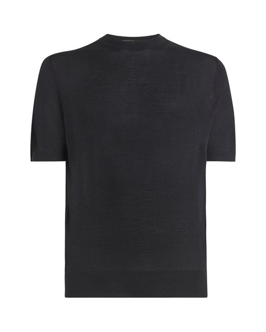 Colombo Black Cashmere-Silk T-Shirt for men