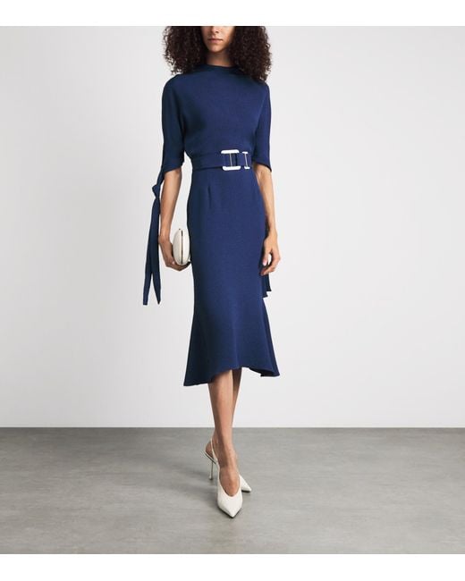 Edeline Lee Blue Belted Pedernal Midi Dress