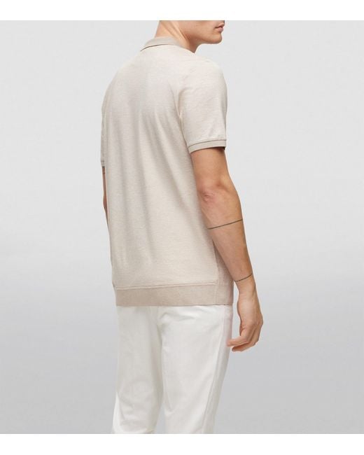 Boss White Cotton-Silk Polo Shirt for men