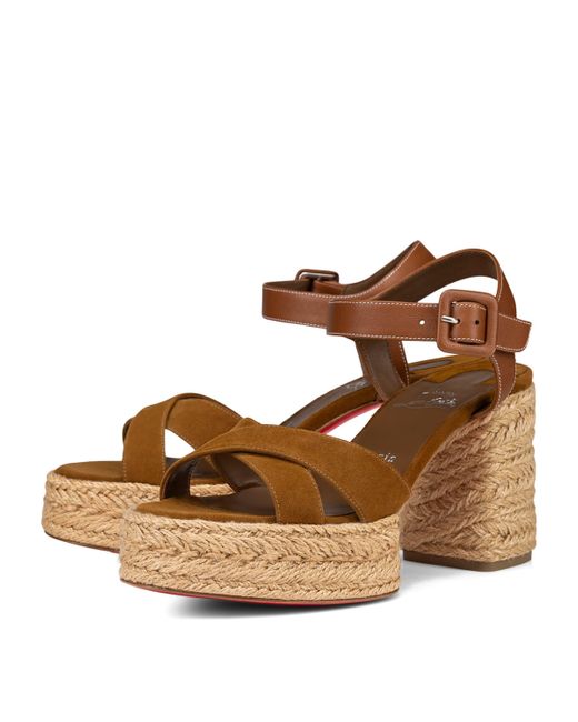 Christian Louboutin Calakala Suede Espadrille Sandals 70 in Brown | Lyst UK
