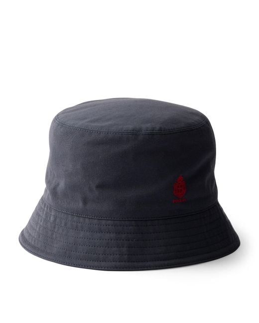 Prada Blue Cotton Old Gabardine Bucket Hat for men