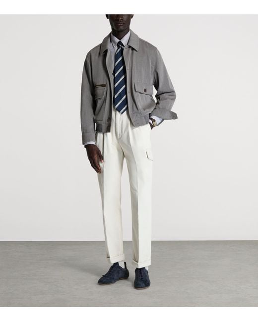 Dunhill Gray Wool Super 120S Bomber Jacket for men