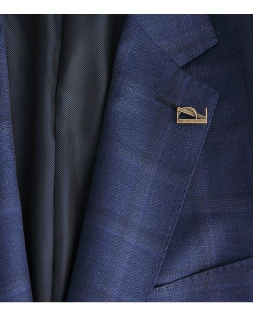 Pal Zileri Blue Wool Check Blazer for men