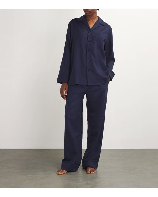 Olivia Von Halle Blue Cashmere Vanderbilt Pyjamas