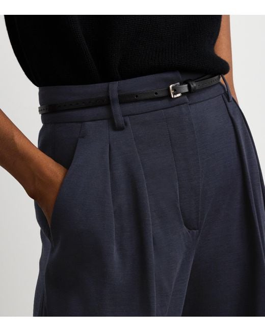 Max Mara Blue Wool Jersey Palazzo Trousers