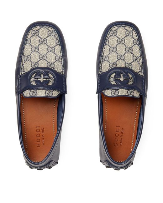 Gucci Blue Interlocking G Driver Loafers for men