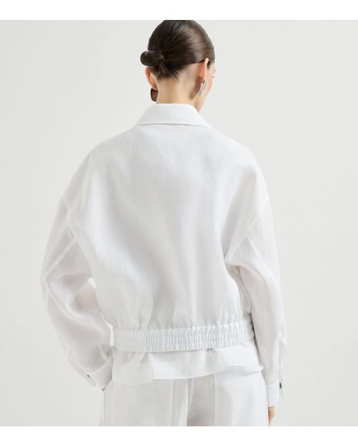Brunello Cucinelli White Cotton Zip-Up Jacket