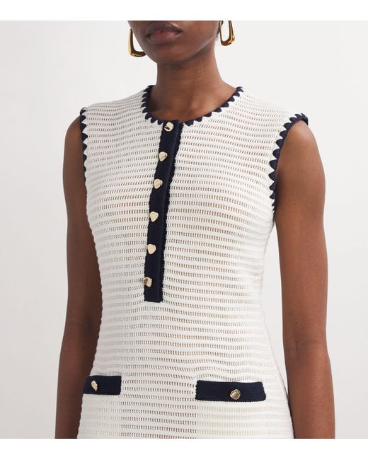 Self-Portrait White Contrast-trim Crochet Mini Dress