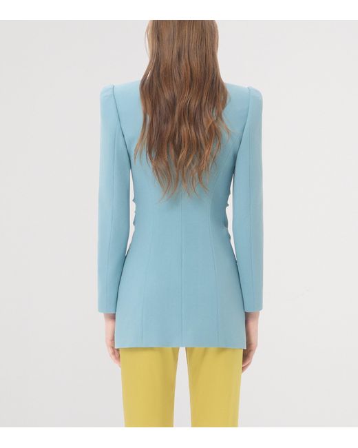 Valentino Blue Virgin Wool Ruched Jacket