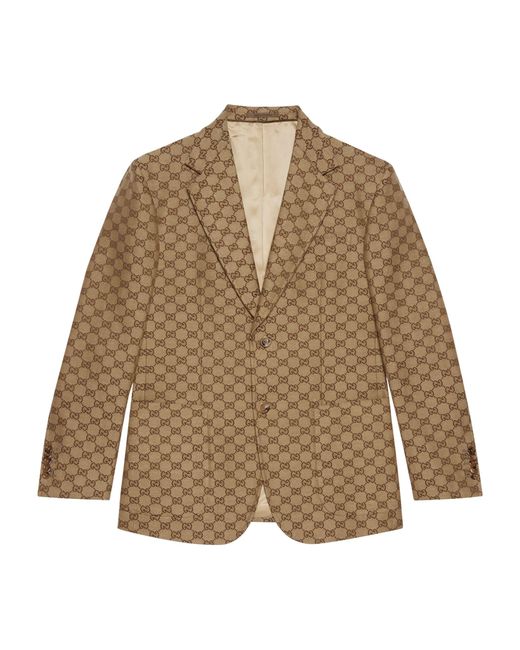 Gucci Brown Linen Gg Supreme Suit Jacket for men